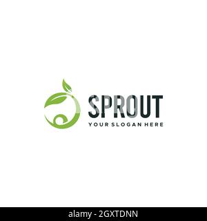 minimalist SPROUT leaf leaves plants logo design Stock Vector