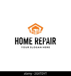 minimalist HOME REPAIR building hammer Logo design Stock Vector