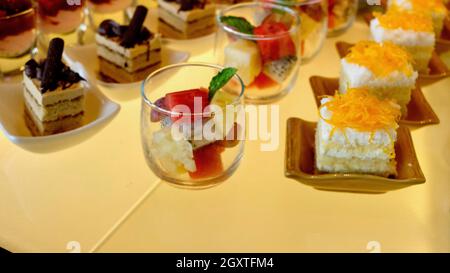 High Class Restaurant Sugar Fix Confection Deserts Stock Photo