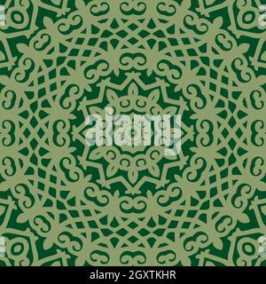 Beautiful seamless floral pattern with mandala. Seamless doodle style background. Mosaic floral pattern for design and fashion. Stock Vector