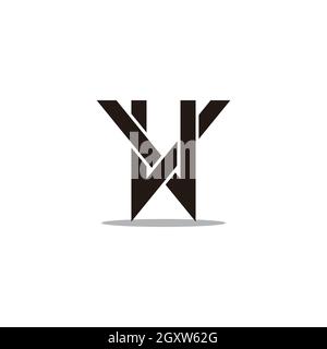 letter vw linked overlapping line logo vector Stock Vector