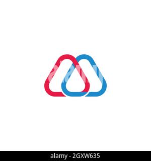 letter am simple linked colorful line geometric loop logo vector Stock Vector