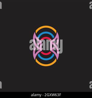 number eight stripes colorful linear geometric logo vector Stock Vector