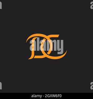 letter dc linked geometric curves flat logo vector Stock Vector