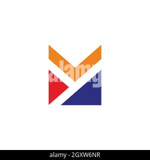 letter my simple geometric square colorful logo vector Stock Vector