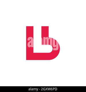 letter bl red negative space geometric simple logo vector Stock Vector
