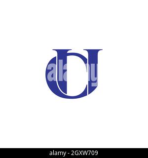 letter cu simple link fonts flat logo vector Stock Vector