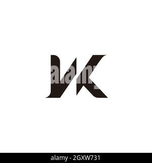 letter wk abstract slice geometric simple logo vector Stock Vector