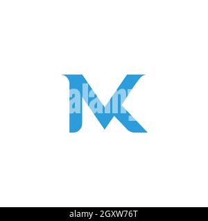 letter mk simple geometric link line logo vector Stock Vector