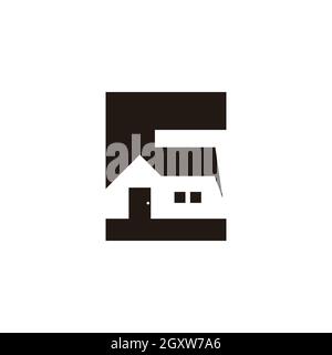 letter e home symbol negative space geometric design logo vector Stock Vector