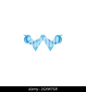 letter w water waves symbol logo vector Stock Vector