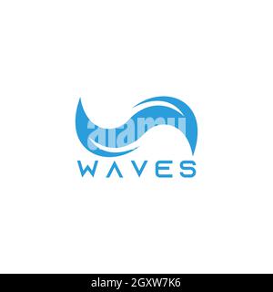 motion blue waves simple geometric design logo vector Stock Vector