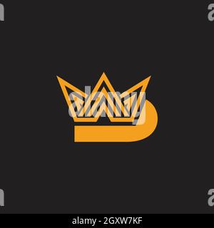 letter d triangle stripes crown geometric design logo vector Stock Vector
