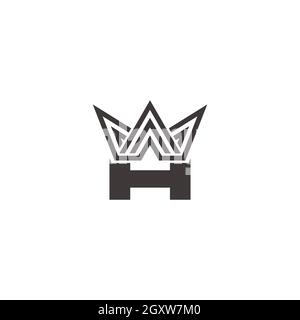 letter h triangle stripes crown geometric design logo vector Stock Vector