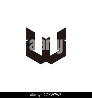 letter w simple flat shadow 3d geometric design logo vector Stock Vector