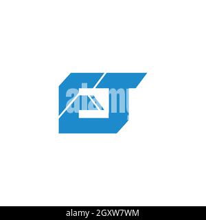 letter et simple geometric slice square design logo vector Stock Vector