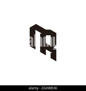 letter nr 3d flat construction design geometric logo vector Stock Vector