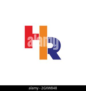 letter hr simple slice geometric colorful logo vector Stock Vector