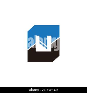 letter mu simple square geometric slice colorful design logo vector Stock Vector