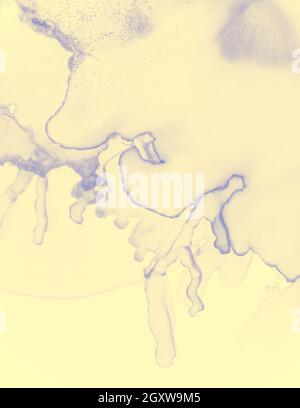 Wedding Card Design. Yellow Pastel Fluid Splash. Stock Photo