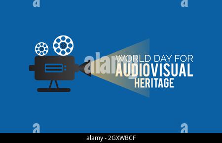 World day for audiovisual heritage banner design with white background. Vector template Stock Vector