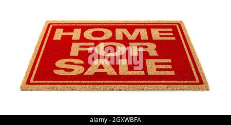 Home For Sale Welcome Mat Isolated On A White Background. Stock Photo