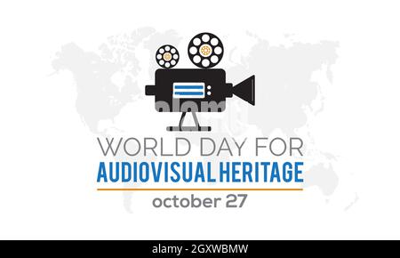 World day for audiovisual heritage banner design with white background. Vector template Stock Vector