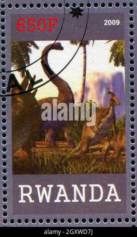 RWANDA - CIRCA 2009: stamp printed by Rwanda, shows dinosaur, circa 2009 Stock Photo