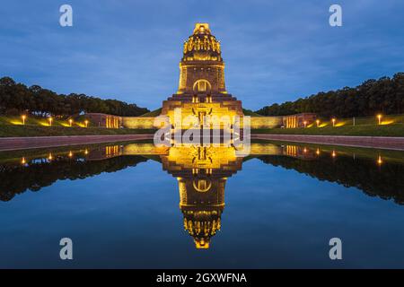 The Monument to the Battle of the Nations (German: Völkerschlachtdenkmal) is a monument in Leipzig, Germany, to the 1813 Battle of Leipzig, also known Stock Photo