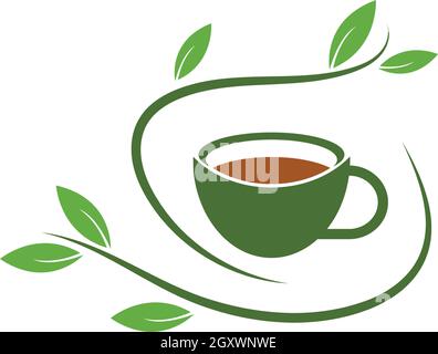 Green Tea logo vector icon template Stock Vector
