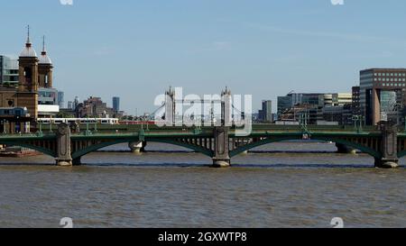 LONDON, UK - CIRCA SEPTEMBER 2019: Panoramic view of River Thames with Tower Bridge Stock Photo