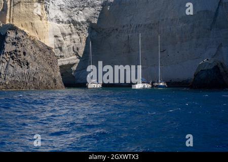 Sykia caves at Milos island,Greece Stock Photo