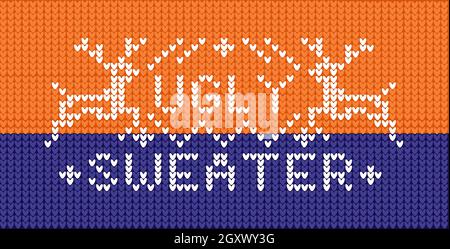 Classical pattern design for Christmas ugly sweater with deer and pine Stock Vector