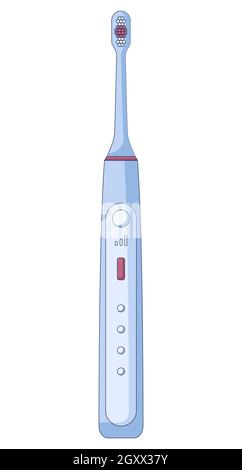 Electric toothbrush dental icon, mouth hygiene and dental care in a flat style isolated on a white background. Stock Vector