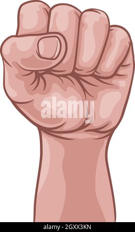 Fist Hand Raised Up Punch Comic Pop Art Cartoon Stock Vector