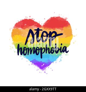 Watercolor stop homophobia Vector illustration. Stock Vector