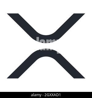 Ripple XRP token symbol cryptocurrency logo, coin icon isolated on white background. Vector illustration. Stock Vector