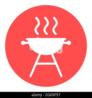 Grill BBQ cookout vector white glyph icon. Graph symbol for cooking web site and apps design, logo, app, UI Stock Photo