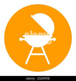 Grill barbeque cookout vector white glyph icon. Graph symbol for cooking web site and apps design, logo, app, UI Stock Photo