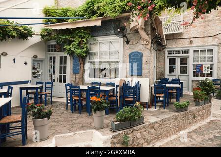 Taverna at Hydra Greece Stock Photo