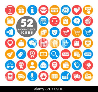 E-commerce set vector glyph icons shopping and online. Graph symbol for ...