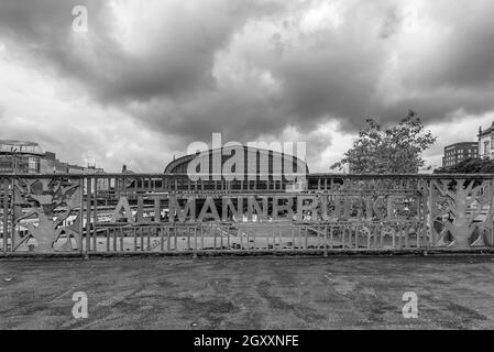 View from the Altmann Bridge on the building of Hamburg Central Station, Germany Stock Photo