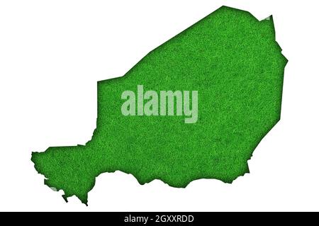 Map of Niger on green felt Stock Photo