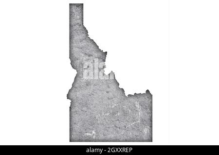 Map of Idaho on weathered concrete Stock Photo