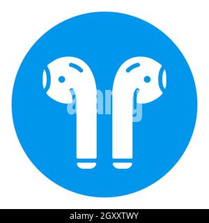 Airpods wireless headphones vector glyph icon. Music sign. Graph symbol ...