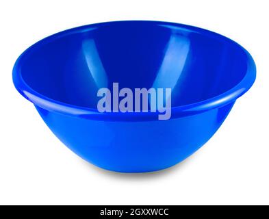 The red plastic bowl isolated on white background Stock Photo