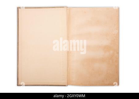 Opened antique book isolated on white background Stock Photo