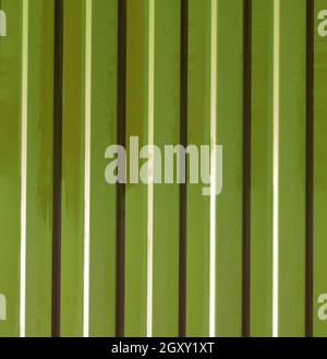 Diagonal pattern of metal profile. Fences from the galvanized iron painted by a polymeric covering. Stock Photo