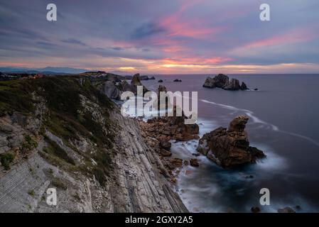 Incredible cliffs  on the Spanish coast near Santander during a beautiful sunset Stock Photo
