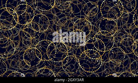 Modern seamless geometric pattern of digital golden rings with different sizes. Vector illustration. Stock Vector